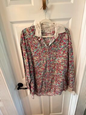 Magnolia Pearl Multicolor Floral Button-Up Shirt with Cream Collar